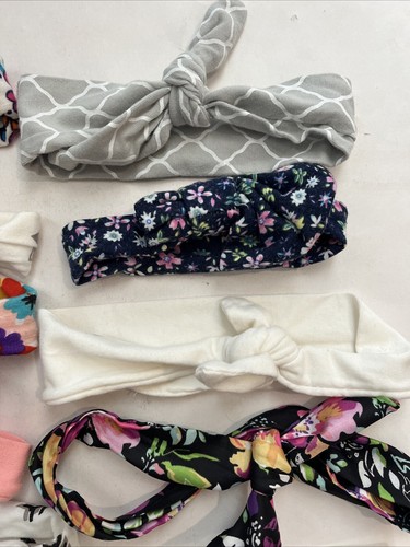 11 bow hair head bands (6-9 inches approx.) various materials - Foto 4 di 10