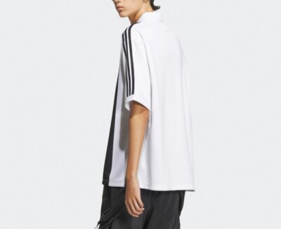 ★★Adairs★★ Football Polo Shirt Black White IW6306 Adidas Trefoil Logo Play Football Graphic Short Sleeve Polo