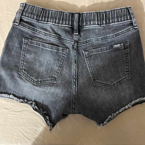 Abercrombie Kids High-Rise Mini Mom Jean Shorts Black Denim Sz 11/12 - Picture 4 of 4