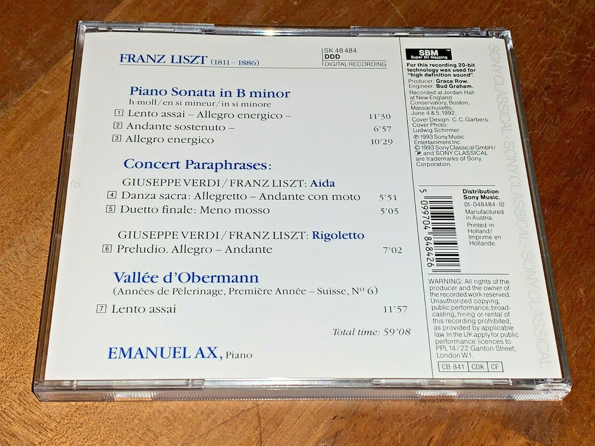 Liszt: Sonata in B minor; Concert Paraphrases (CD, Jul-1993, Sony