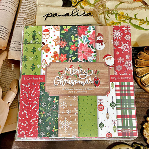 12x Christmas Paper Pad Floral Scrapbooking Album Junk Journal Card Diary DIY AU - Picture 1 of 7