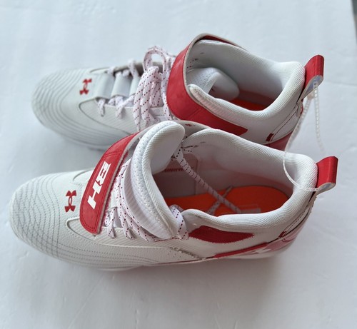 Botines de béisbol moldeados UA Harper 7 Mid RM 3025587-601 para hombre talla 10,5 blancos/rojos - Imagen 8 de 9