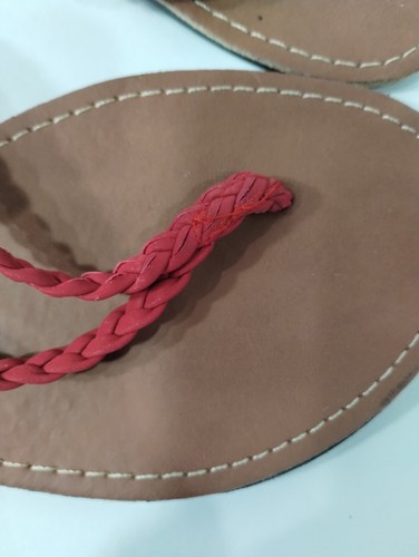 Charles Albert Womens Flat Sandals Size 8 Red Adjustable Braided Straps - Picture 6 of 9