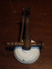 Ancien bec bunsen de laboratoire laiton et socle en fonte SFA ( 10,5 cm )