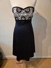 Black satin dress with crystals M/10 Spotlight by warehouse