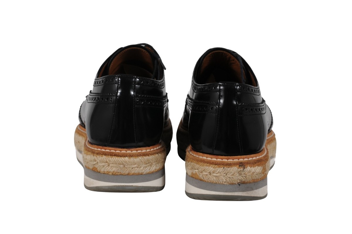 Prada Men Platform Brogue US8.5 UK7.5 Black Leather Wingtip  display picture 1