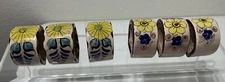 Vintage Tonala Mexican Pottery Hand Painted Napkin Holder Rings LOT of 6 Mixed