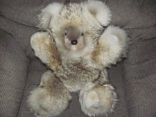 Vintage Handmade Coyote Fur Jointed Teddy Bear Stuffed Animal 24".