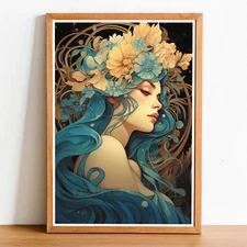 Art Nouveau Woman 01, Art Nouveau poster, Alphonse Mucha Style Print