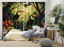 3D Forest Trees Toucan ZHUA4271 Photo Curtain Window Blockout Fabric Amy 2023