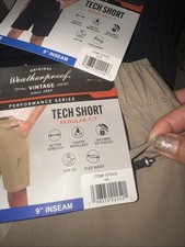 Nwt Weatherproof Vintage Men's Tech Short Black Tan X2 36 P5