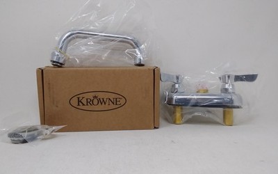 Krowne Silver Series 11-406L 4'' Center Deck Mount Faucet 6'' Spout 1/4 Valves