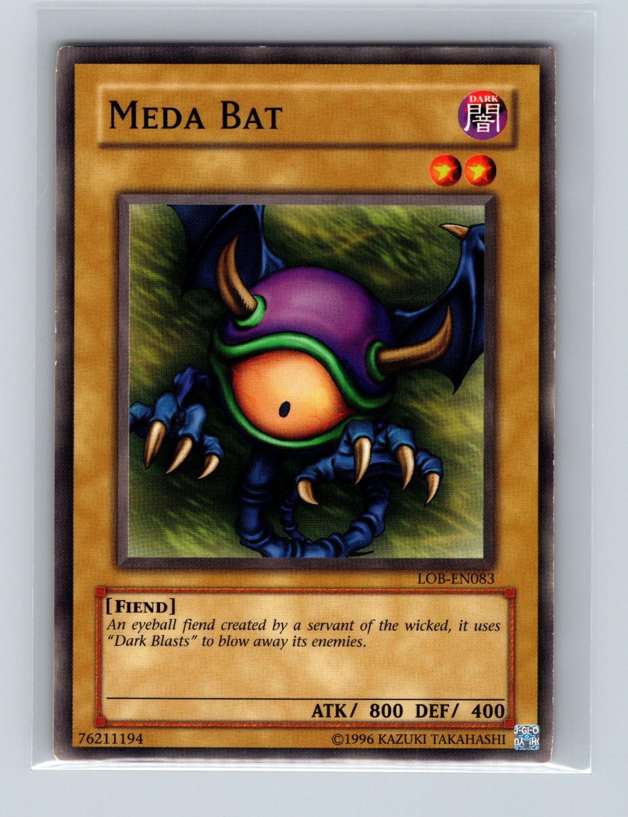 Meda Bat LOB-083 YuGiOh Legend of Blue Eyes White Dragon trading card — raw and PSA graded price guide