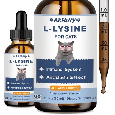 L-Lysine Supplement for Cats - Immune Support - 60ML Lysine for Feline Respir...