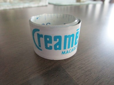 Vintage 36 in. roll-up ruler advertising Creamettes Macaroni