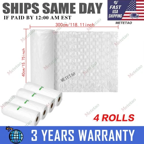 4 Pack Air Pillow Film Cushion - 984' x 16" Small Bubble Packaging Roll Secure - product listing photo