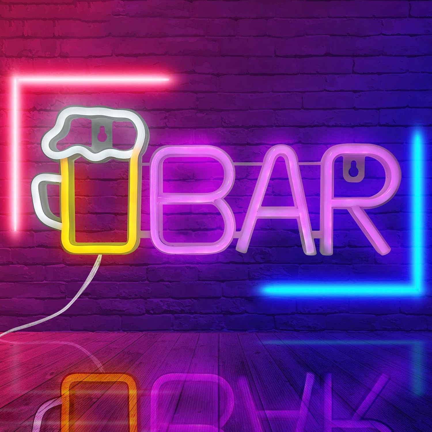 Insegna Bar Neon LED Blu Professionale - Doppio Sistema Alimentazione