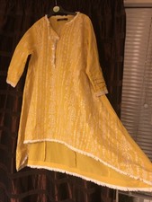 Pakistani yellowDress And Beige Pants 