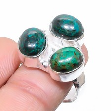 Azurite Malachite Gemstone 925 Sterling Silver Jewelry Ring Size 6.5 A689