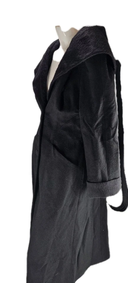 Liliana Castellanos Women's Coat 6 Black Suri Alpaca Merino Wool Over Hooded - Image 4 of 4