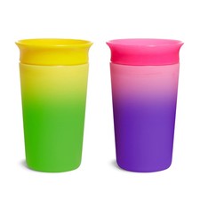 Munchkin 9oz Color Changing Miracle 360 Degree Toddler Drinking Cup Pink Yellow