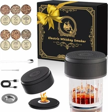 Electric Whiskey Smoker Kit, Handheld Cocktail Smoker with 6 Flavored Wood Chips