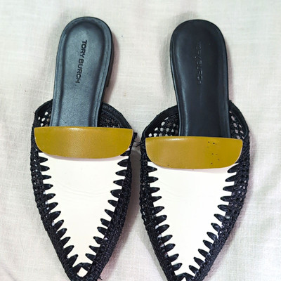 Tory Burch Women's Colorblock Leather Pointed Toe Slip-On Mule Flats US 7