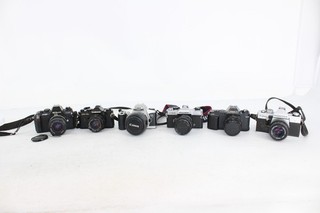 F x6 Vintage 35mm SLR Cameras Inc Nikon F 301 Canon T50 Canon Eos 500 N Etc