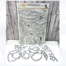 Simon Says Stamp DELICATE FLOWERS Floral 6x8 Rubber Stamps Dies