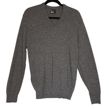 Vintage Robert Bruce Sweater Mens Large Gray V Neck Union Made Designer USA