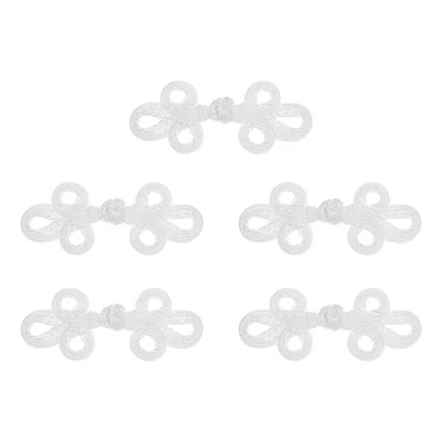 5 Paare chinesische Knoten Frosch Knöpfe Verschluss Weiß Nähen Knöpfe - Bild 1 von 4