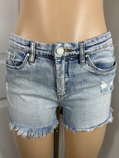 Blank NYC Denim Biker Short Sz 29 Light Wash Blue Distressed Cut Off