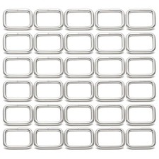 Metal Rectangle Ring Buckles Square Strap Webbing Belt Rings Silver X 30 Pcs