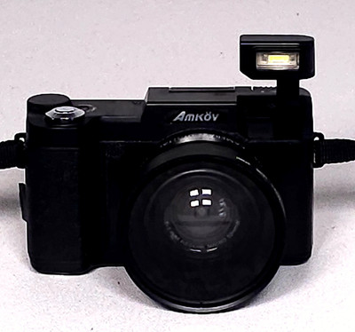 Amkov Digital Compact Camera TFT Flip Selfie Screen Zoom w Battery ~TESTED ~Read