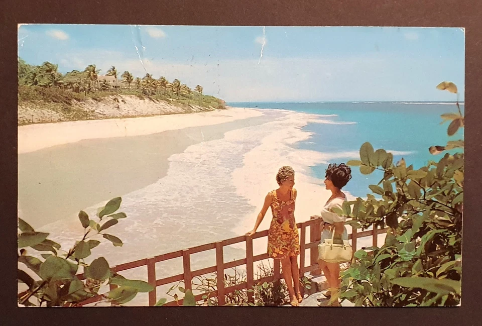 Estampillas de Barbados faro de los años 70 en postal vintage al Reino Unido (w) Foto 2 de 2