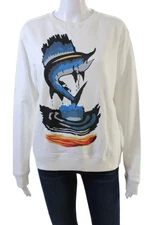 JW Anderson Womens Marlin Long Sleeves Sweatshirt White Cotton Size Large