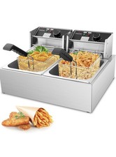 Electric Deep Fryer Dual Tank Stainless Steel 12L 5000W Commercial Restaurant