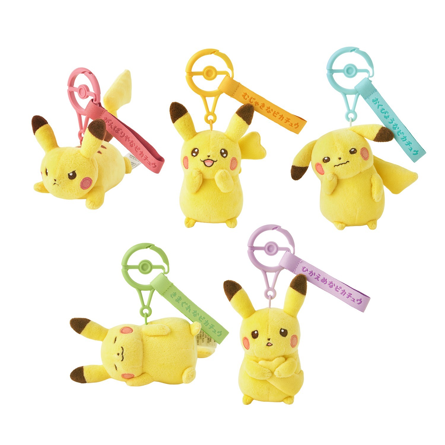 Set of 5 Types Pokemon Center Original Ten Poke Ten Colors Pikachu Plush JAPAN