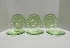 Set of 6 Uranium Depression Glass Anchor Hocking "Block Optic" Saucers