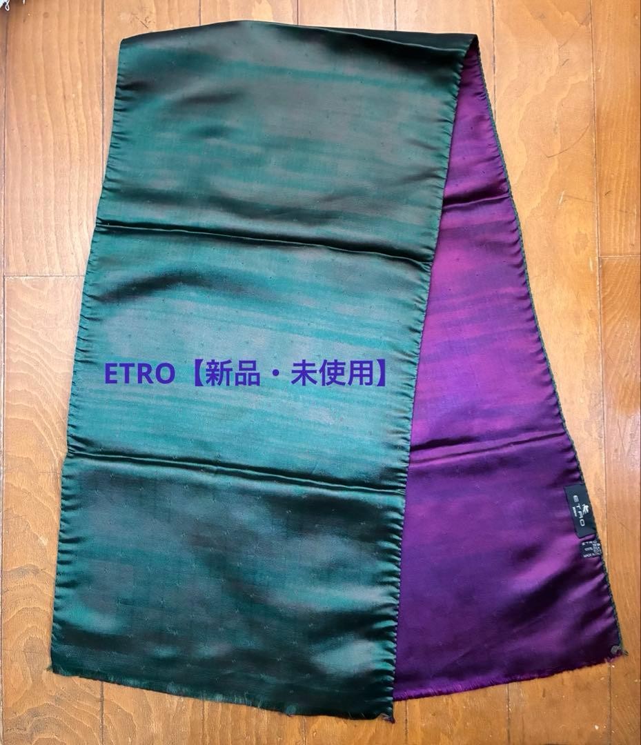 Etro Vhtf Dark Green Iridescent Silk Stole Women Rare Luxury Designer Model Limi