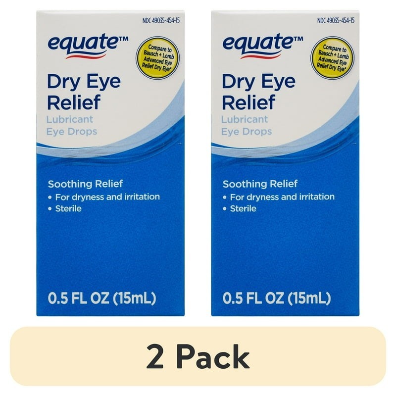 Equate Dry Eye Relief Lubricant Eye Drops, 0.5 fl oz, C  (2 