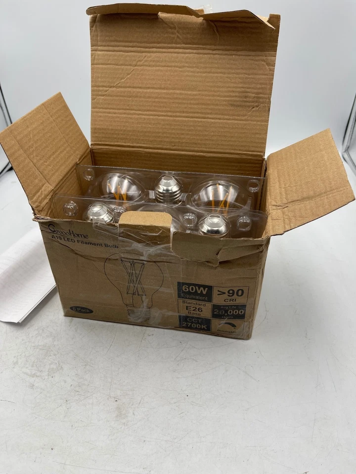 A19 LED Filament Bulb 6 Pack 60W Equivalent E26 2700K 90 CRI Dimmable - Image 3 of 3