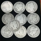 LOT OF TEN BARBER QUARTERS FULL DATES