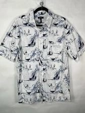 Croft & Barrow Hawaiian Shirt Mens L Multicolor Beach Boat Short Sleeve Button