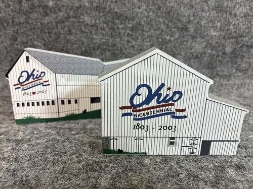 2 Ohio Bicentennial Barn Wooden Collectible 2003 Cats Meow