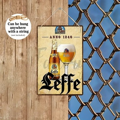 2D Flat, 1pc Vintage Tin Metal Signs 8x12 Leffe Beer Metal Plaque Founded in 12