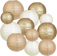 Papierlaterne 12 StüCk Gold Cream Khaki Rund FüR Hochzeitsdekoration