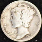 1925 GOOD-VERY GOOD Mercury Dime, 90% Silver