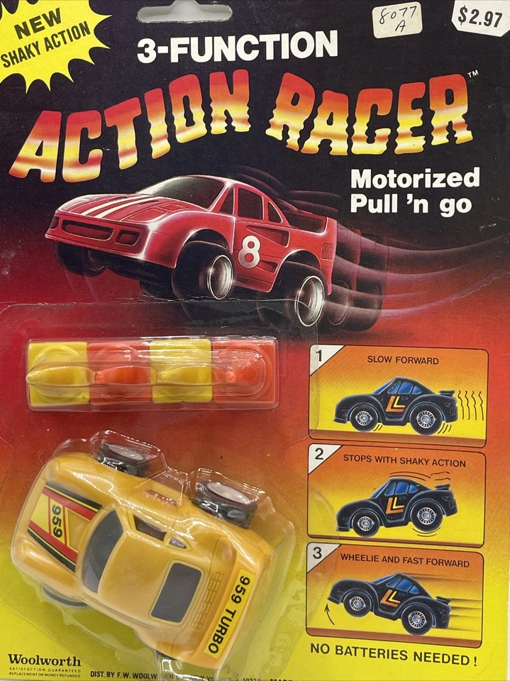 Porsche Turbo Action Racer amarillo de 3 funciones motorizado Pull 'N Go No. 314 Foto 2 de 3