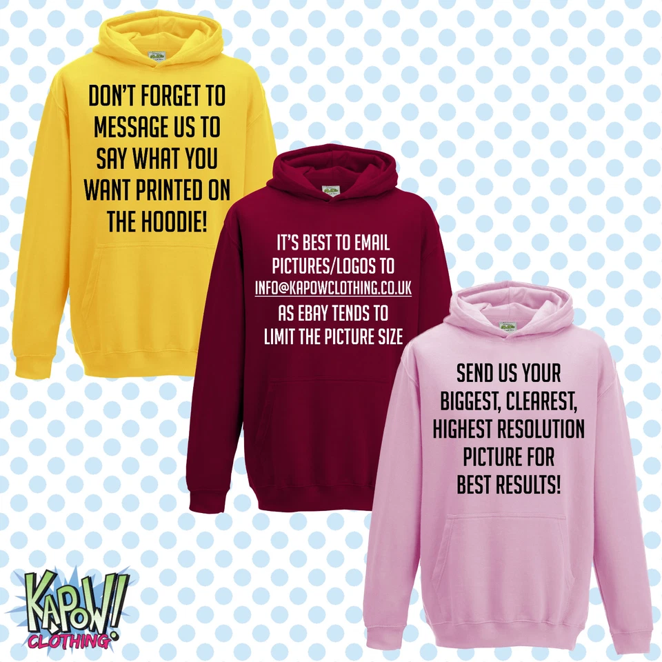 Индивидуальный персонализированный Baby/Kids/Childrens толстовка с капюшоном имя смешной подарок - ваш текст/логотип 4 - Изображение 4 из 4